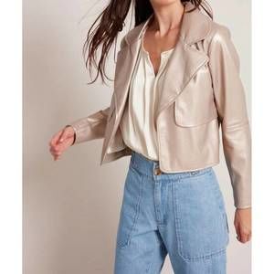 NEW ADROIT ATELIER ninon short leather jacket in metallic beige